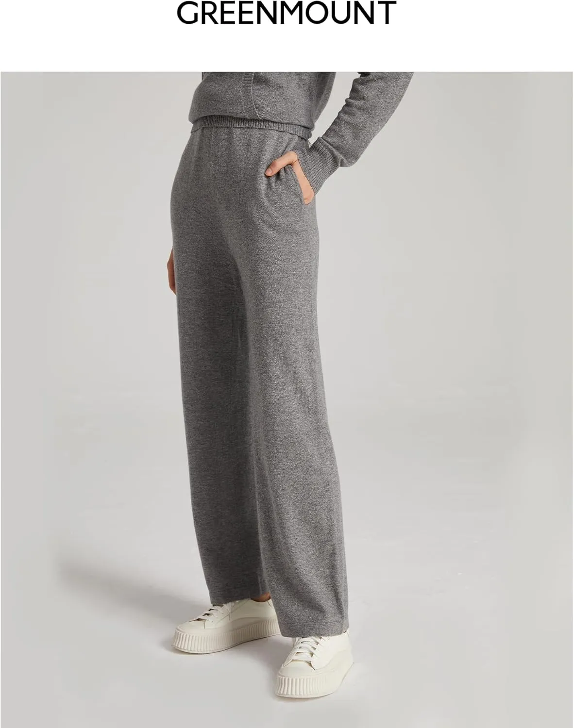 GreenMount Women's Wide Leg Cashmere Sweatpants Lounge Pants for Women Winter Warm