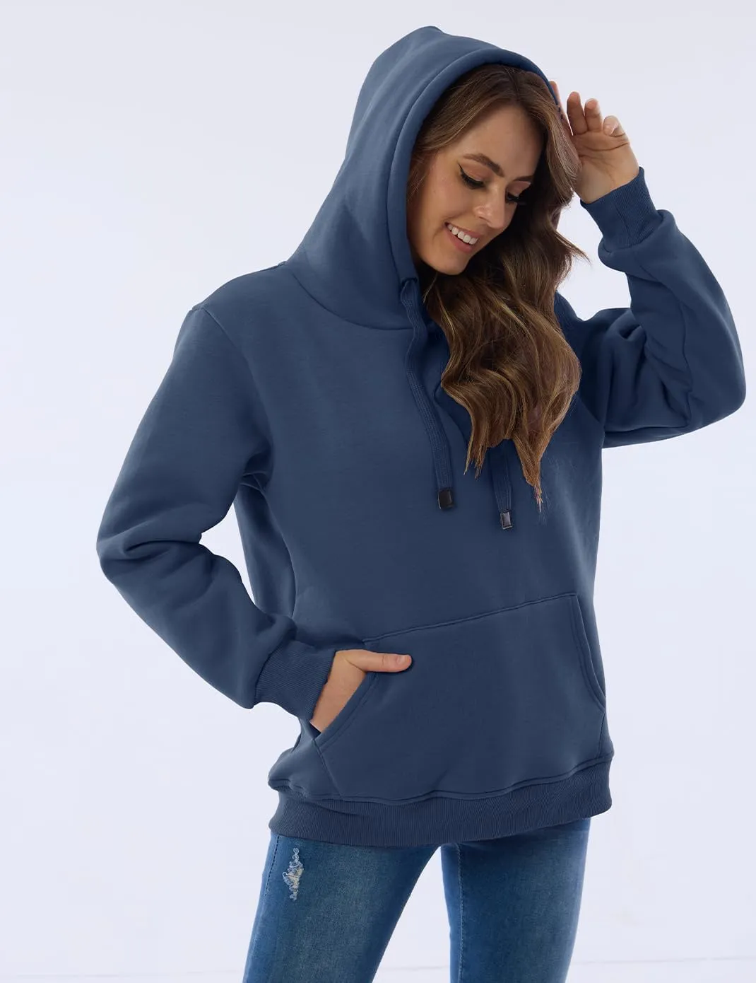 Haellun Womens Casual Winter Warm Fleece Sherpa Lined Pullover Hooded Sweatshirt