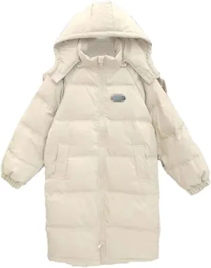 Haitpant Womens Down Cotton Coat Warm Hooded Cotton-Padded Jacket Long Winter Puffer Parkas Thick Warm Windproof Overcoat