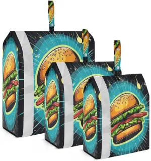 Hamburger Planets Packing Cubes for Travel 3 Set Travel Compression Bags Luggage Organizer Bags for Woman Man