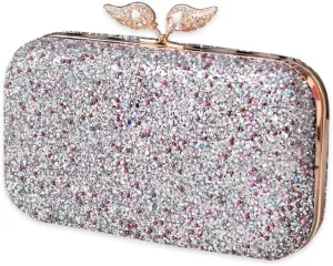 Handbag Bridal Wedding Purse Shoulder with Detachable Chain Elegant Pearl Evening for Women Sequin Clutch Beaded