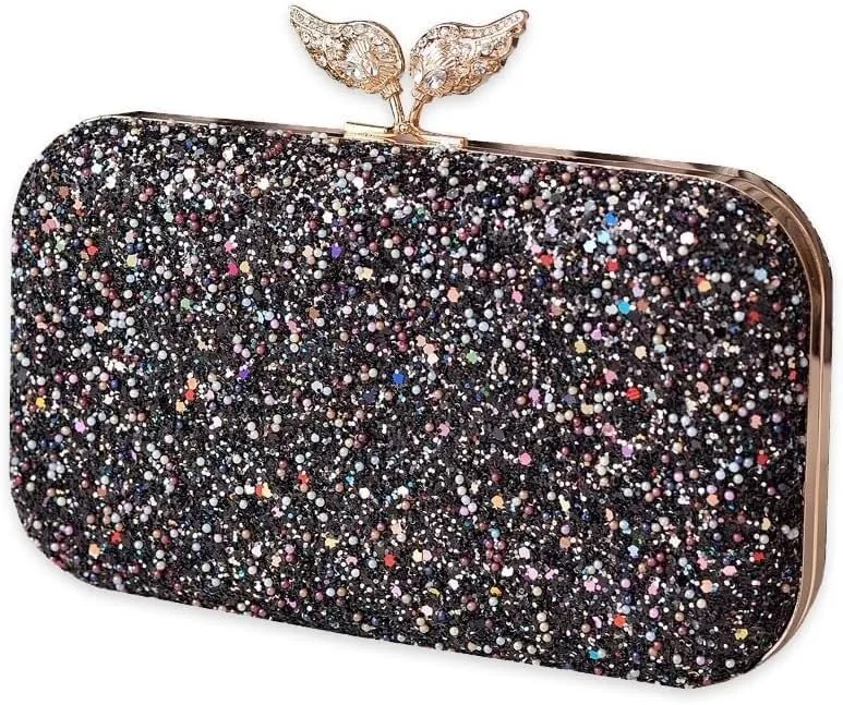 Handbag Bridal Wedding Purse Shoulder with Detachable Chain Elegant Pearl Evening for Women Sequin Clutch Beaded