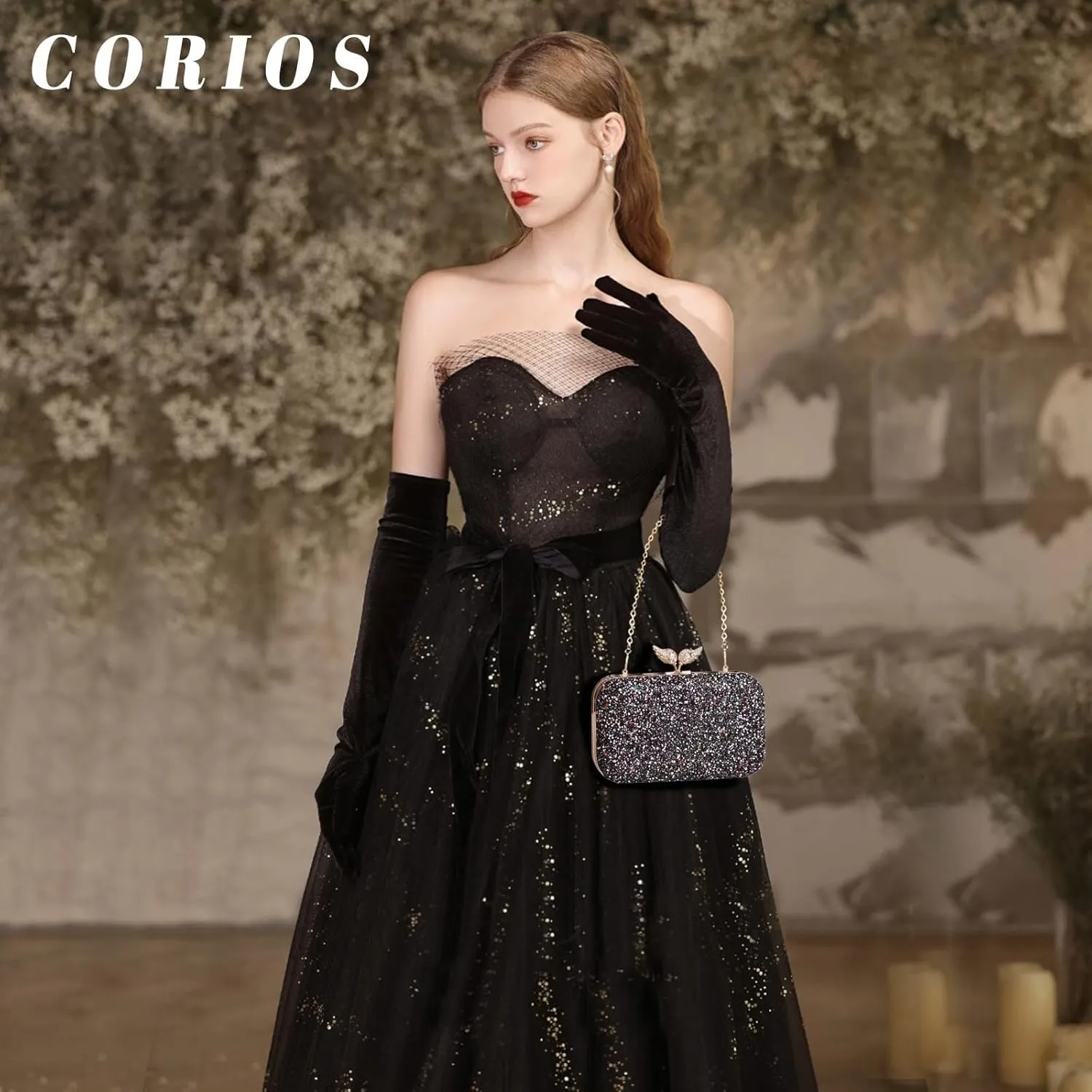 Handbag Bridal Wedding Purse Shoulder with Detachable Chain Elegant Pearl Evening for Women Sequin Clutch Beaded