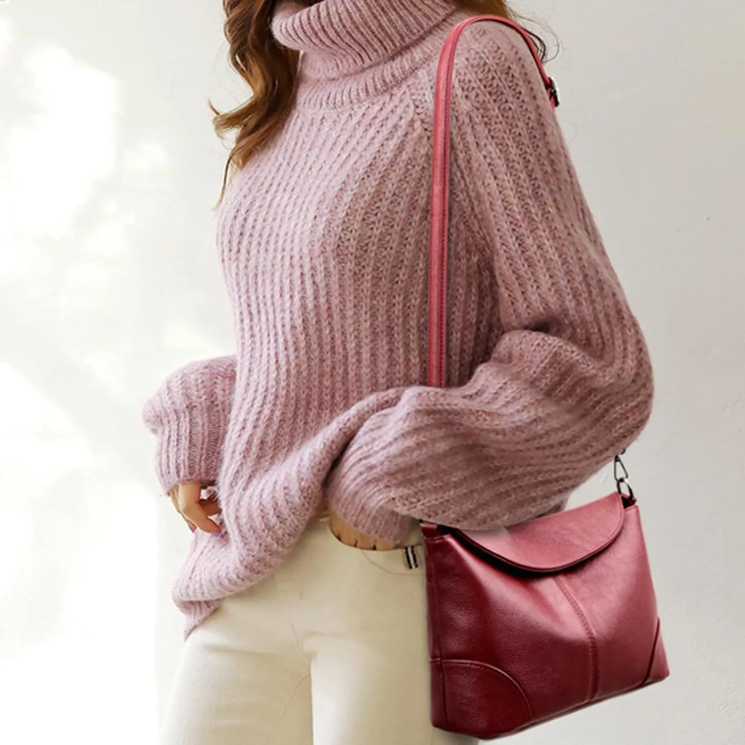 Handbags Shoulder Bags Ladies Shoulder Messenger Bag, Soft PU Leather Crossbody Bags for Women,Handbag Tassel Bucket Bag (Grey)