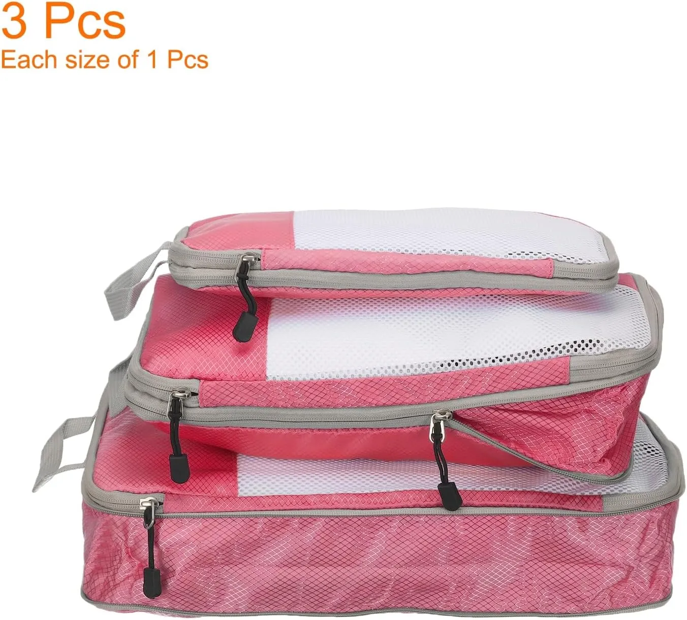 HARFINGTON 3pcs Compression Packing Cube for Suitcases Lightweight Luggage Organizers Bag Travel Essentials Compression Bags for Carry on Suitcases, Pink