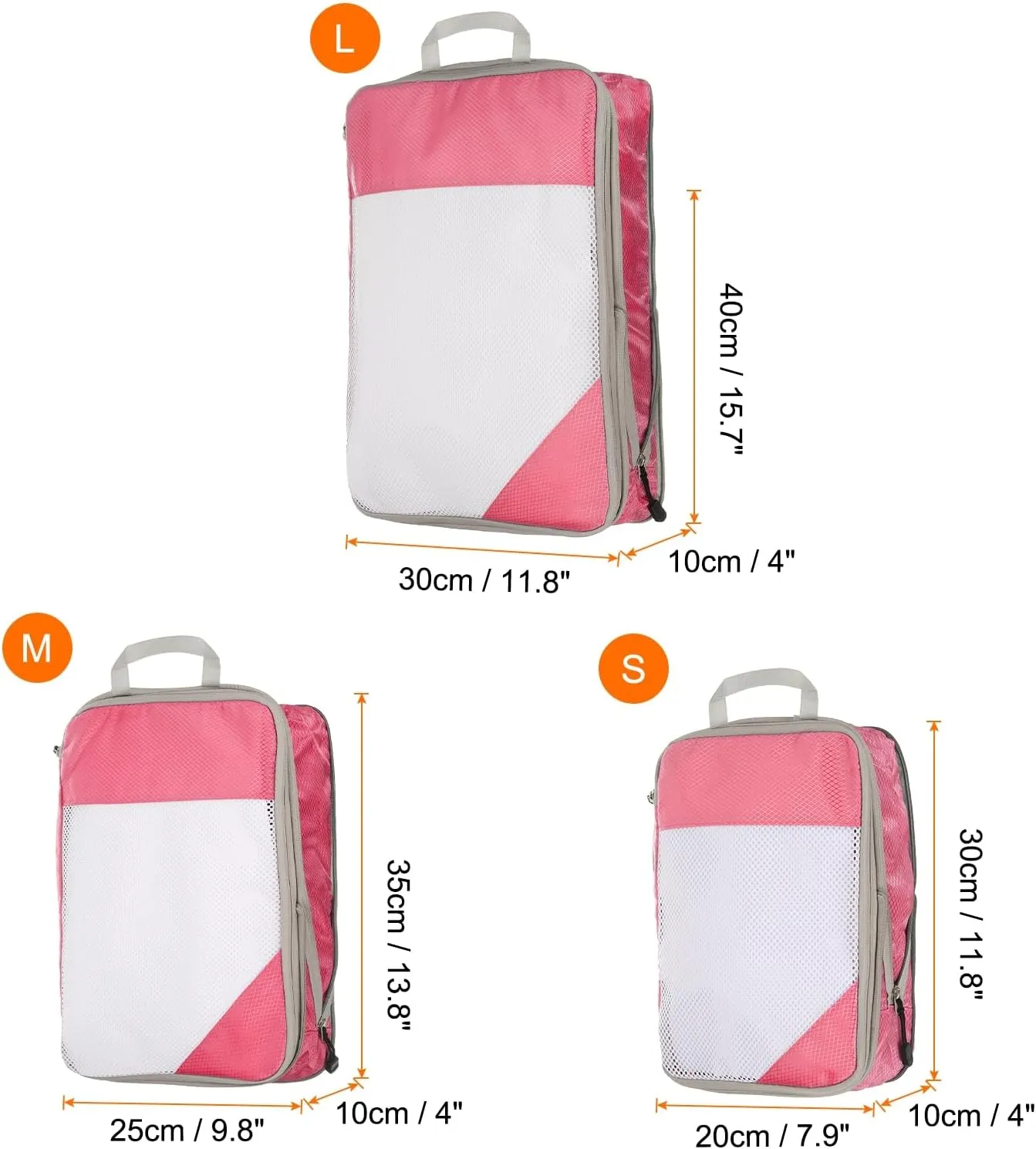 HARFINGTON 3pcs Compression Packing Cube for Suitcases Lightweight Luggage Organizers Bag Travel Essentials Compression Bags for Carry on Suitcases, Pink