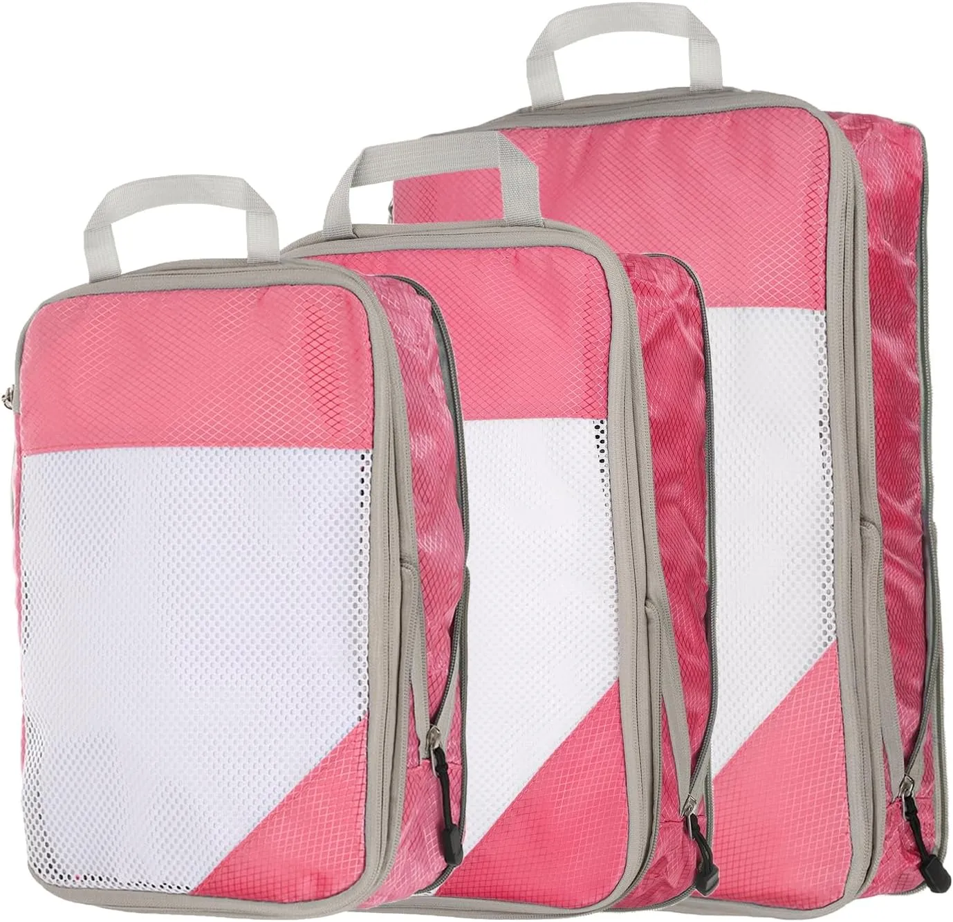 HARFINGTON 3pcs Compression Packing Cube for Suitcases Lightweight Luggage Organizers Bag Travel Essentials Compression Bags for Carry on Suitcases, Pink