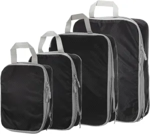HARFINGTON 4pcs Compression Packing Cube for Suitcases Lightweight Luggage Organizers Bag Expandable Storage Travel Essentials Compression Bags for Carry on Suitcases, Black