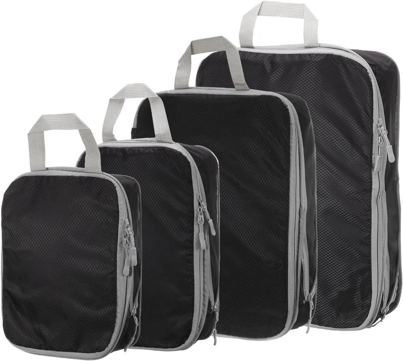 HARFINGTON 4pcs Compression Packing Cube for Suitcases Lightweight Luggage Organizers Bag Expandable Storage Travel Essentials Compression Bags for Carry on Suitcases, Black