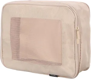 HARFINGTON Compression Packing Cube for Suitcases 26x23x13cm Lightweight Luggage Organizers Bag Travel Essentials Compression Bags for Carry on Suitcases, Beige