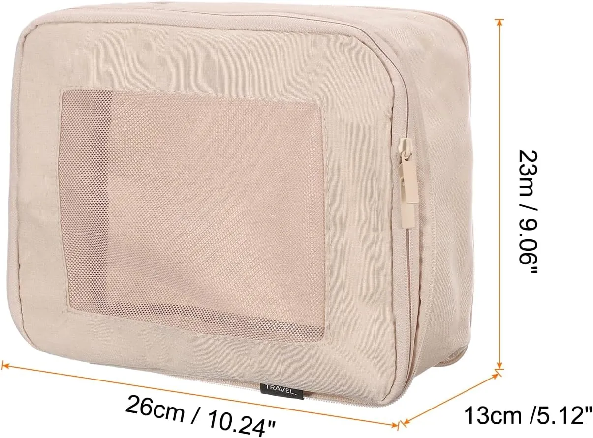 HARFINGTON Compression Packing Cube for Suitcases 26x23x13cm Lightweight Luggage Organizers Bag Travel Essentials Compression Bags for Carry on Suitcases, Beige