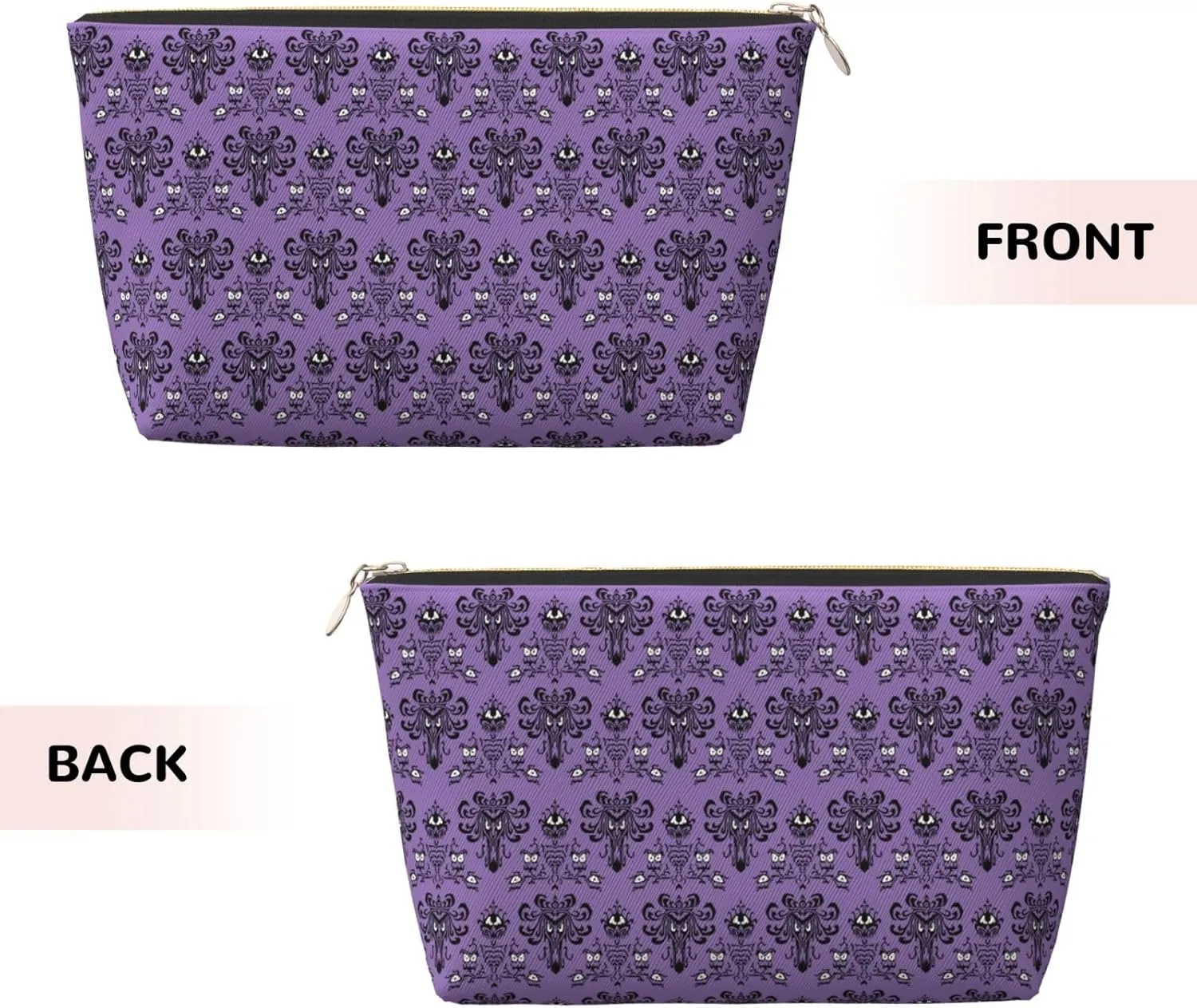 Haunted the Mansion Small Makeup Bag for Women - Leather Travel Cosmetic Bag Make Up Pouch Mini Travel Zipper Pouch - Makeup Organizer Bag