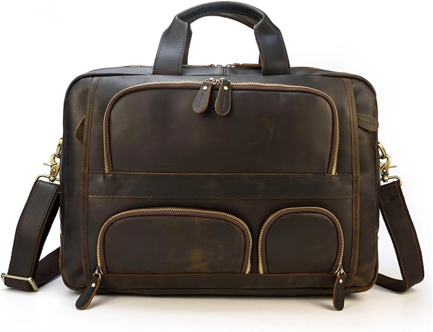 HBJWOV Vintage Briefcase Men's Leather Portable Commuter Bag 16-inch Computer Bag Single Shoulder Straddle Bag
