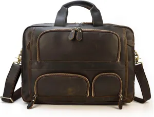 HBJWOV Vintage Briefcase Men's Leather Portable Commuter Bag 16-inch Computer Bag Single Shoulder Straddle Bag