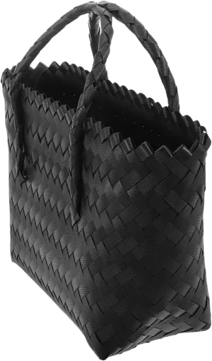 Healifty Elegant Imitation Rattan Tote Bag Versatile Woven Shopping Basket for Women Stylish Straw Handbag for Everyday Use Beach Picnics and More