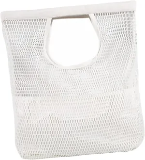 High Capacity Portable Mesh Design Shopping Bag Stylish Tote Pouch for Beach Travel Lightweight Handbag