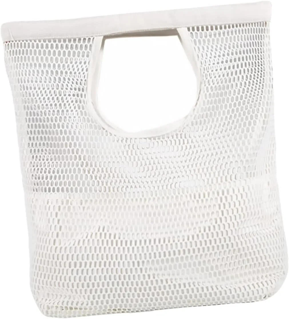 High Capacity Portable Mesh Design Shopping Bag Stylish Tote Pouch for Beach Travel Lightweight Handbag