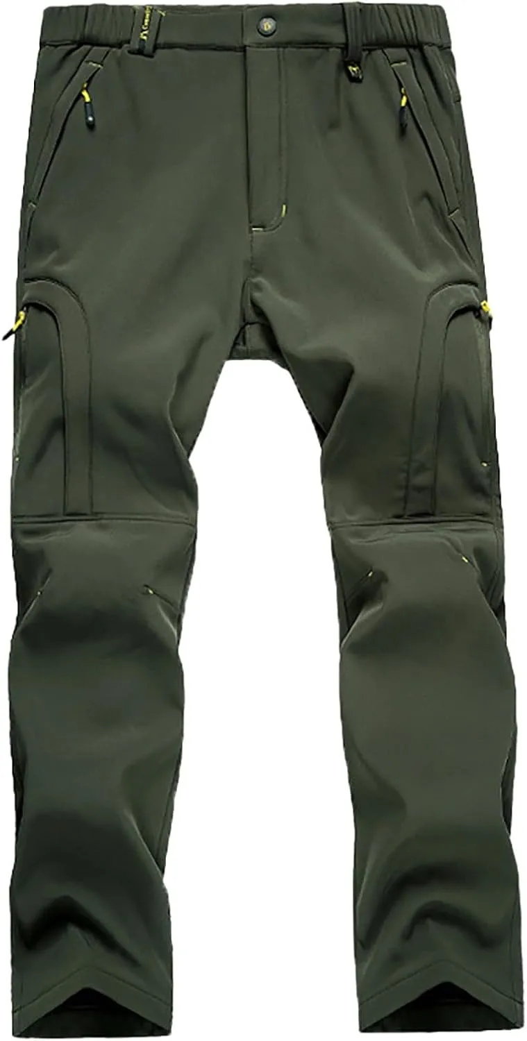 Hiking Pants for Men Warm Winter Waterproof Outdoor Trousers Thicken Plush Plus Size Fleece Joggers Sweatpants