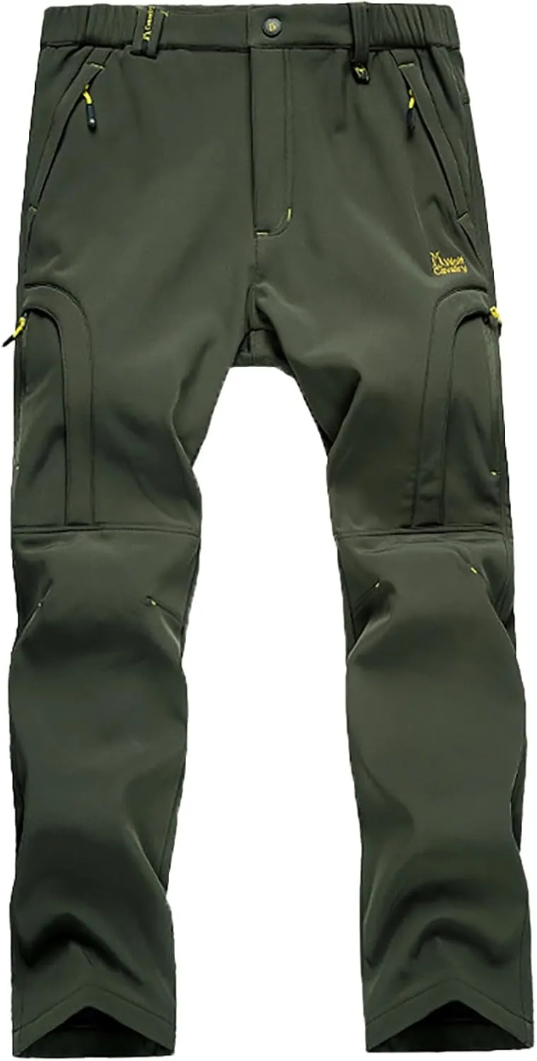 Hiking Pants for Men Warm Winter Waterproof Outdoor Trousers Thicken Plush Plus Size Fleece Joggers Sweatpants