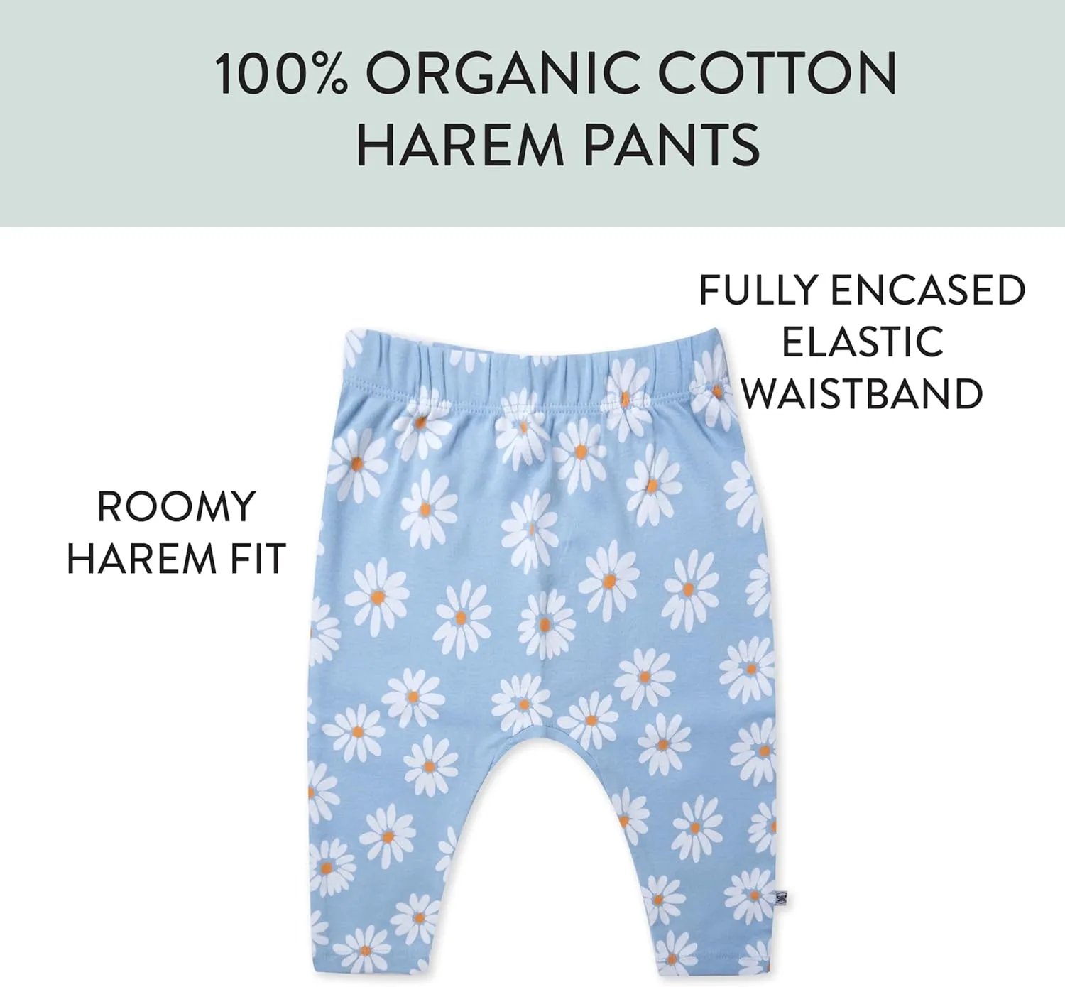 HonestBaby Multipack Harem Pants Roomy Fit Pull on Bottoms 100% Organic Cotton for Infant Baby Boys, Girls, Unisex