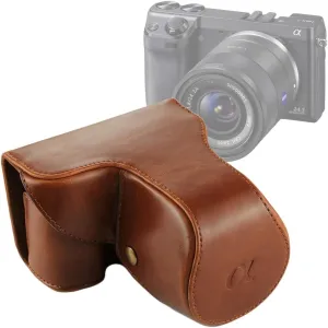 HONGYAN Camera Bags Full Body Camera PU Leather Case Bag with Strap for Sony NEX 7 / F3 (18-55mm Lens)(Black) Camera case (Color : Brown)