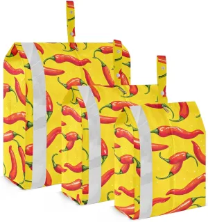 Hot Peppers Packing Cubes for Travel 3 Set Compression Travel Bags Suitcase Organizer Bags Set for Woman Man
