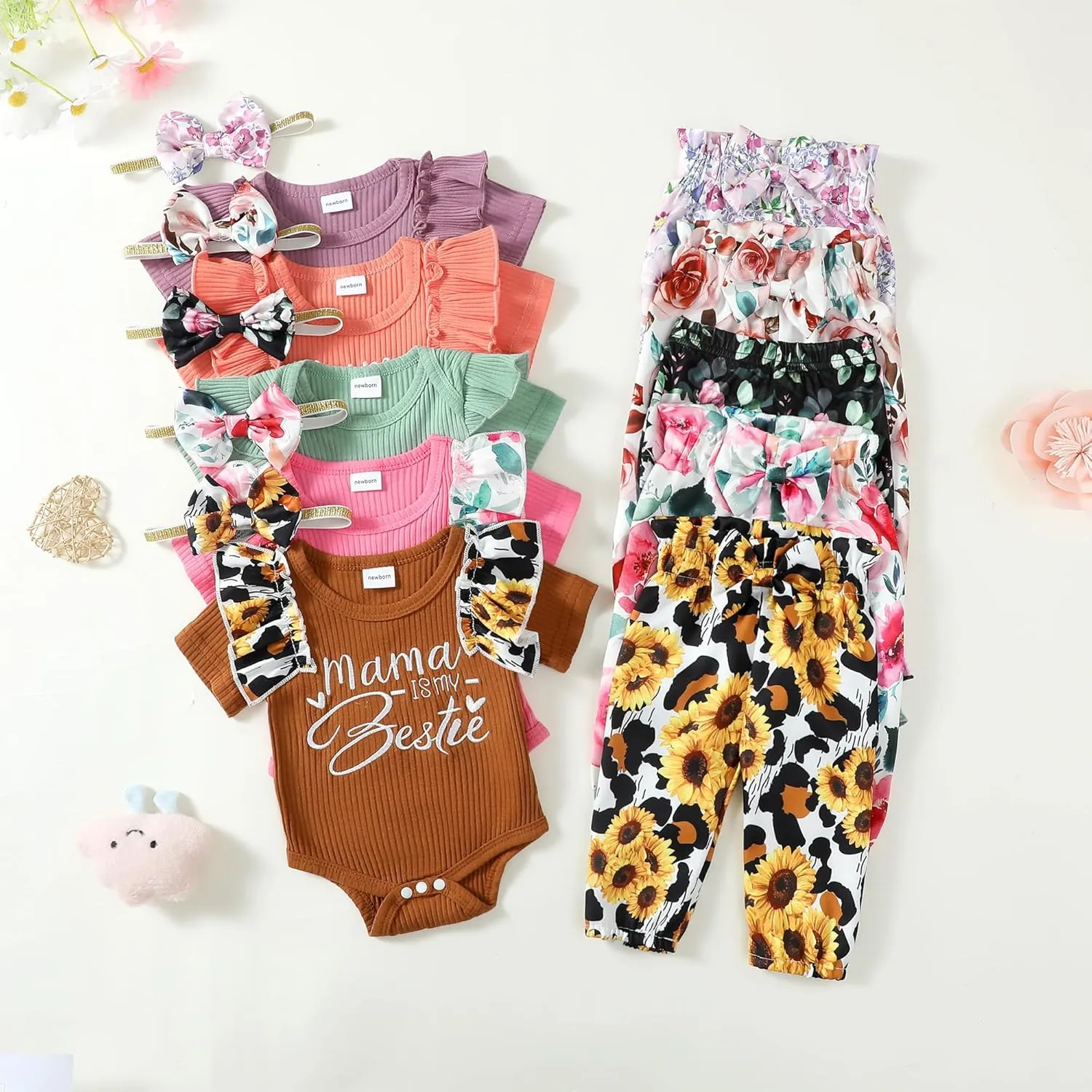 Infant Baby Girl Clothes Newborn Girl Outfit Long Sleeve Romper Pants Set Cute Baby Clothes for Girls Fall/Winter