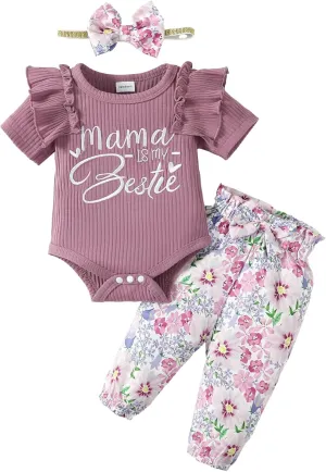 Infant Baby Girl Clothes Newborn Girl Outfit Long Sleeve Romper Pants Set Cute Baby Clothes for Girls Fall/Winter