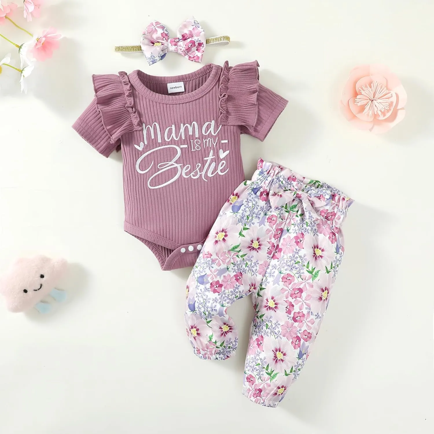Infant Baby Girl Clothes Newborn Girl Outfit Long Sleeve Romper Pants Set Cute Baby Clothes for Girls Fall/Winter
