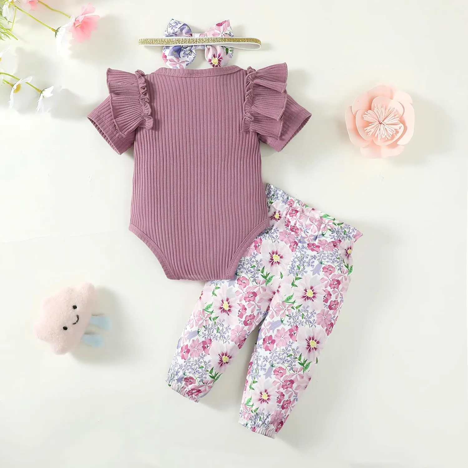 Infant Baby Girl Clothes Newborn Girl Outfit Long Sleeve Romper Pants Set Cute Baby Clothes for Girls Fall/Winter