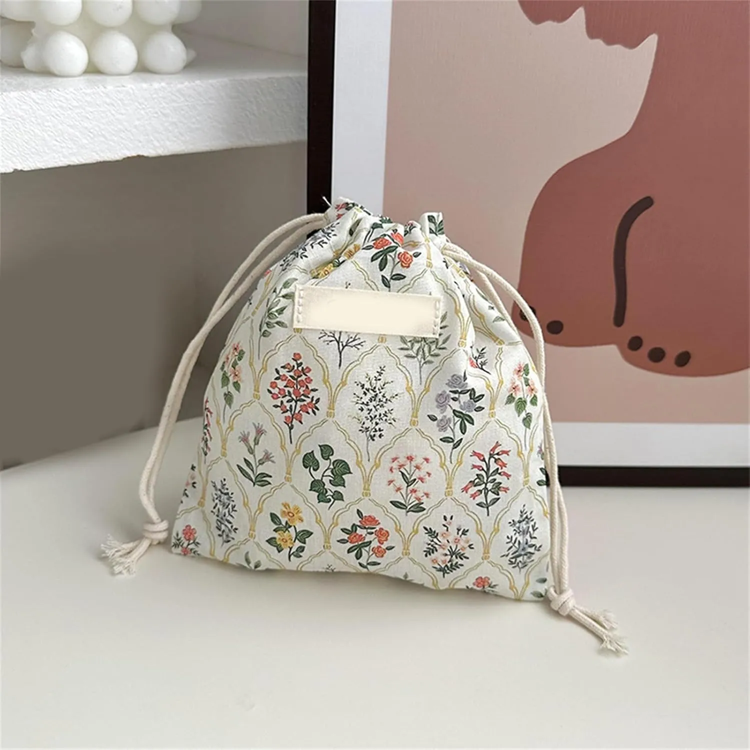 Japanese Small Flower Drawstring Cosmetic Bags Fashion Lipstick Toiletry Makeup Organized Key Earphone Storage Bags