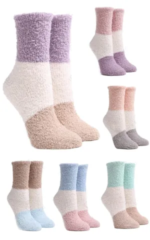JCS116 Color Blocked Pattern Fuzzy Socks (6prs Pack)