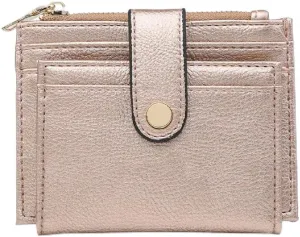 JEN & CO. Sam Wallet, Rose Gold - Small Vegan Leather Wallets for Women, Credit Card Slots, ID Holder, Slim and Compact
