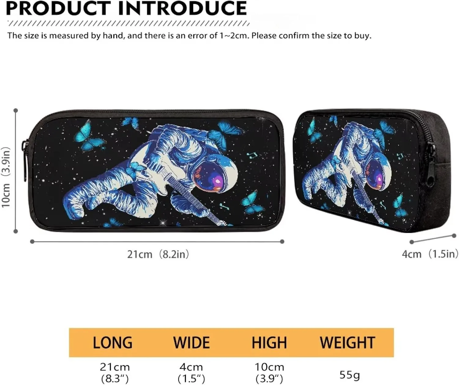 JHQFWMFJ Astronaut Butterflies Print Backpack for School with Lunchbox and Pencil Case for Boys Insulated Lunch Box Lightweight Backpack for School Travel