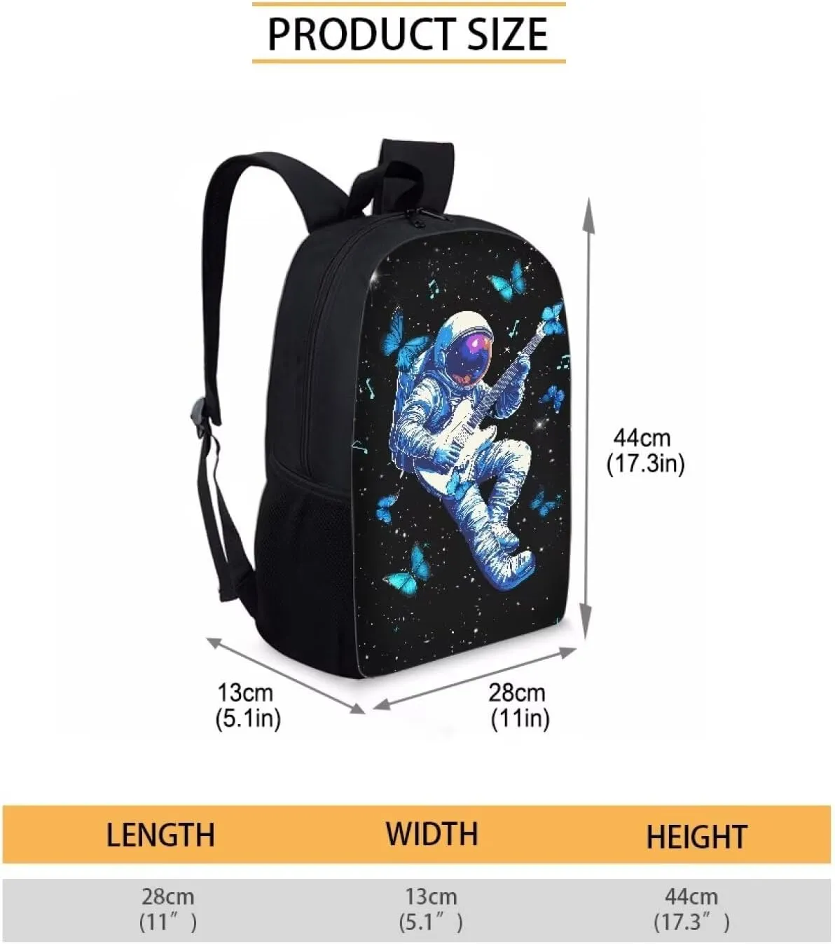 JHQFWMFJ Astronaut Butterflies Print Backpack for School with Lunchbox and Pencil Case for Boys Insulated Lunch Box Lightweight Backpack for School Travel