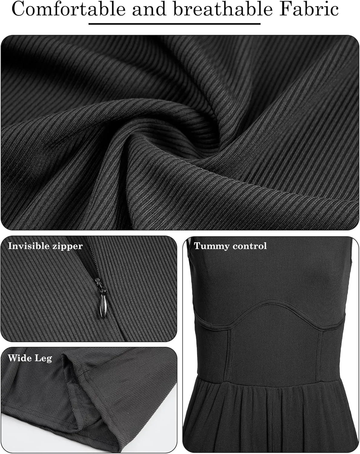 Jumpsuits for Women Dressy, One Piece Jumpsuits for Women with Mock Neck, Sleeveless Design, Wide Leg, and Convenient Pockets