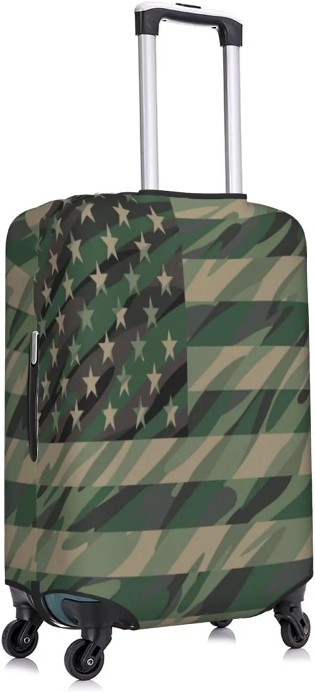 Jungle Green Camo Usa Flag Luggage Cover,Washable Suitcase Covers Fashion Luggage Covers,Anti-Scratch Suitcase Protector Cover