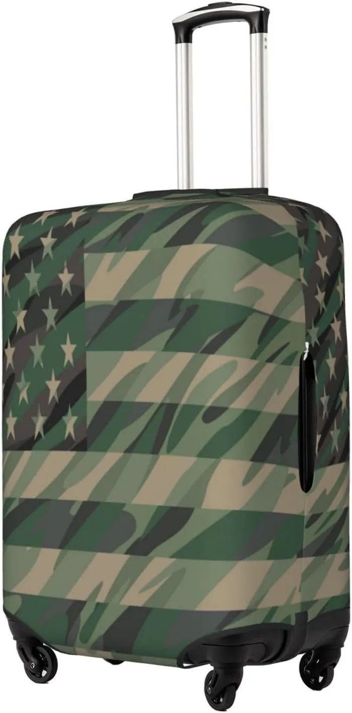 Jungle Green Camo Usa Flag Luggage Cover,Washable Suitcase Covers Fashion Luggage Covers,Anti-Scratch Suitcase Protector Cover