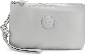 Kipling Womens Creativity Extra Large Wristlet, Versatile Cosmetics Kit, Lightweight Travel Organizer Wallet, Bright Metallic, 8.5 L X 5.25 H X 1.5 D US