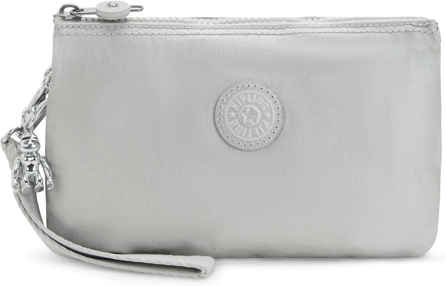 Kipling Womens Creativity Extra Large Wristlet, Versatile Cosmetics Kit, Lightweight Travel Organizer Wallet, Bright Metallic, 8.5 L X 5.25 H X 1.5 D US