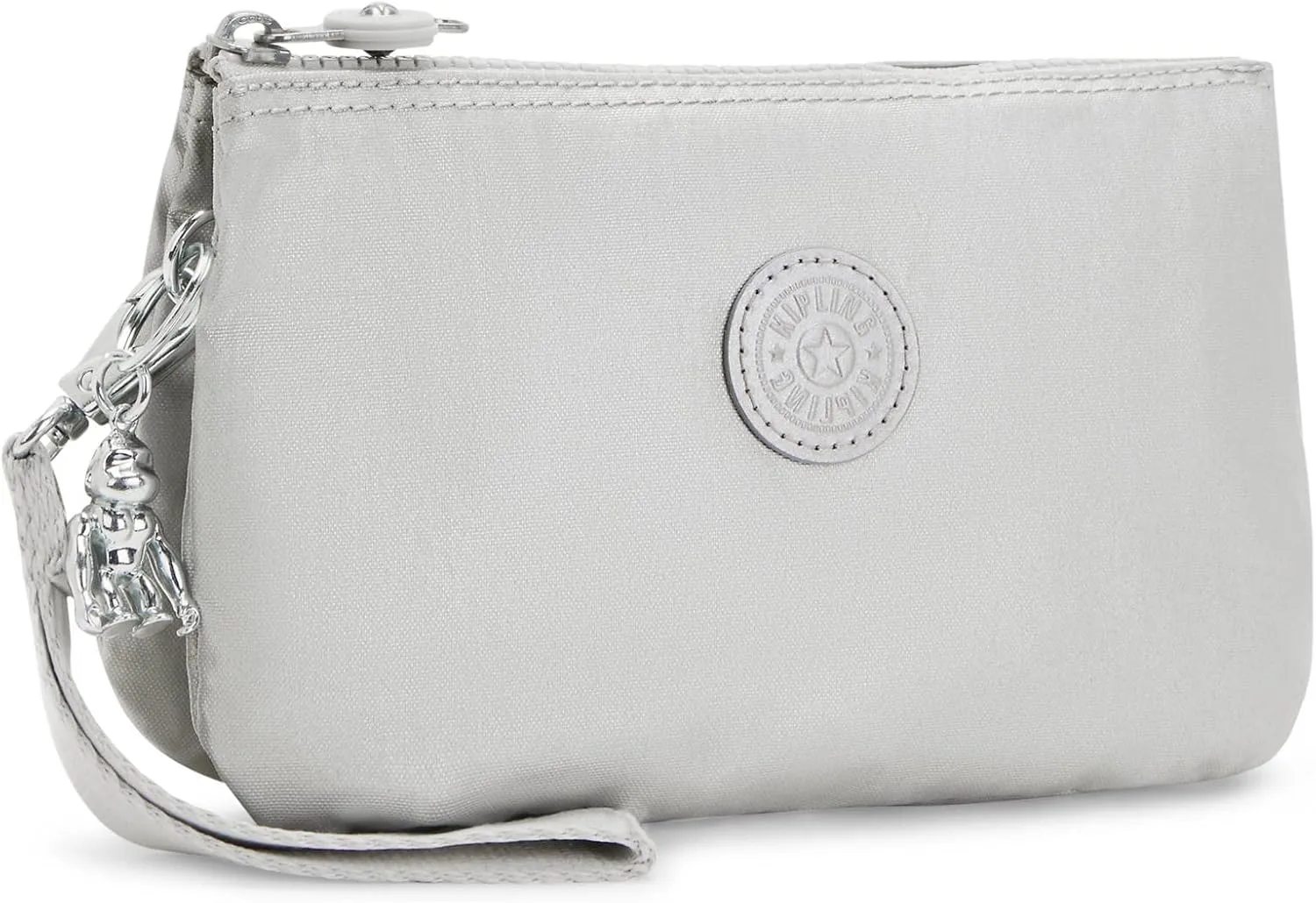 Kipling Womens Creativity Extra Large Wristlet, Versatile Cosmetics Kit, Lightweight Travel Organizer Wallet, Bright Metallic, 8.5 L X 5.25 H X 1.5 D US