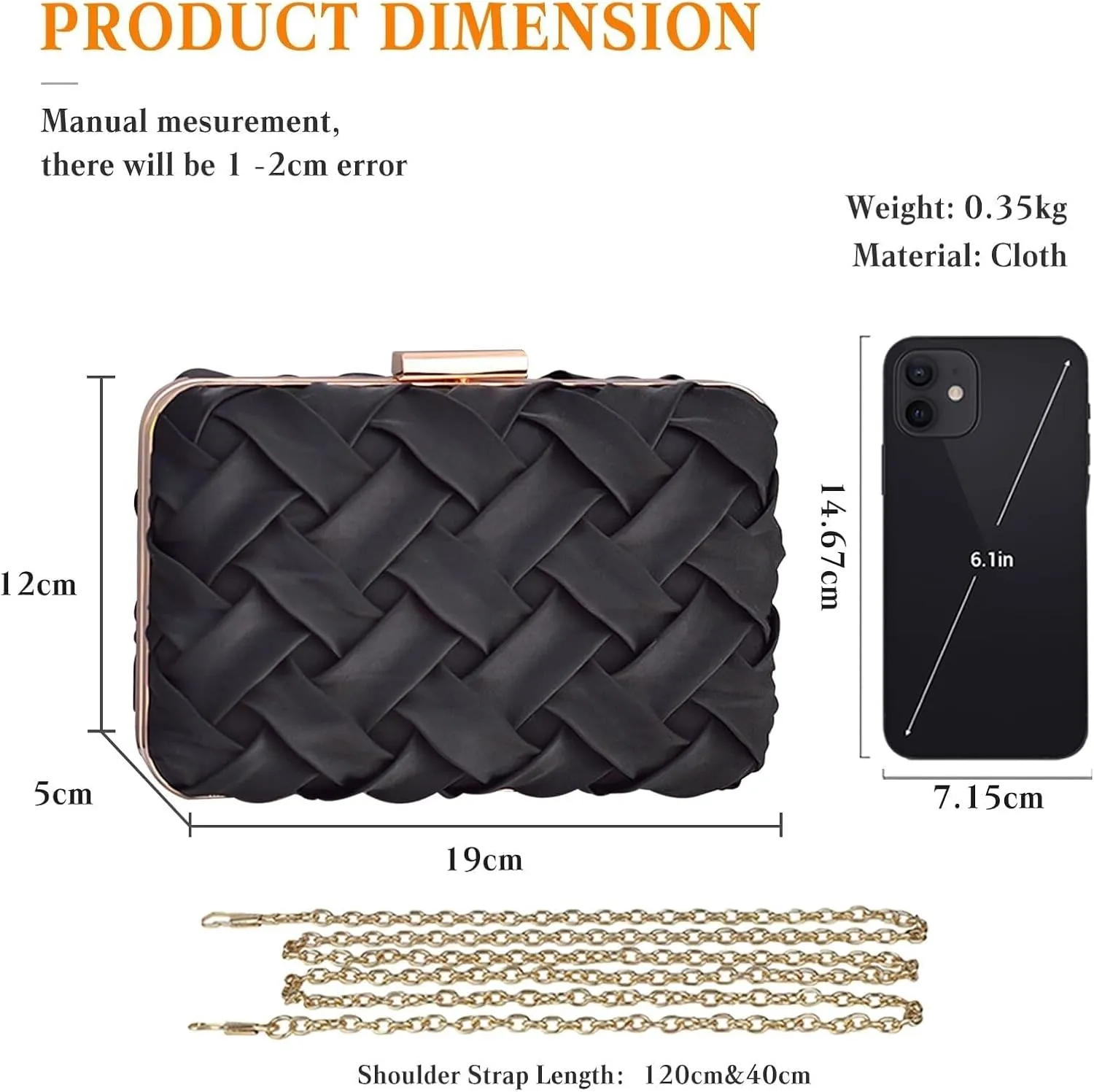 Ladies Shoulder With Detachable Chain Retro Handbag Elegant Crossbody Women Clutch Evening Bridal Wedding Purse