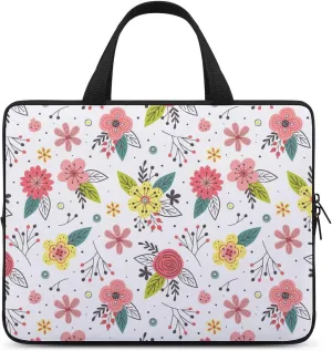 Laptop Sleeve Case Travel Floral Patterns HandBag Laptop Bag Shock-proof Elegant Protective Computer Cover Tote Briefcase