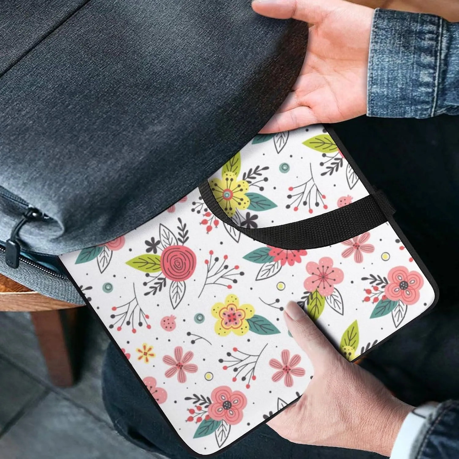 Laptop Sleeve Case Travel Floral Patterns HandBag Laptop Bag Shock-proof Elegant Protective Computer Cover Tote Briefcase