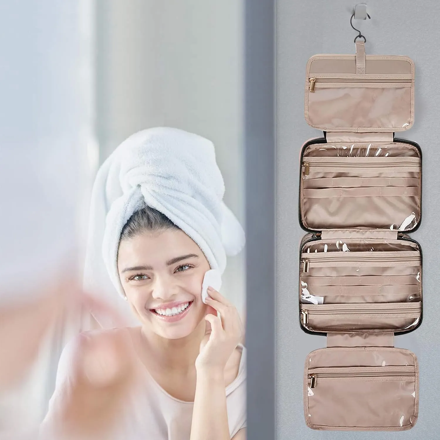 Large Capcity Toiletry Bag Travel Bags Hanging Hook Makeup Cosmetic Bag Toiletries Organizer Portable Storage Bag