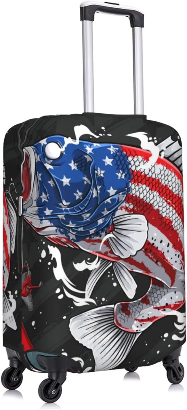 Largemouth Bass Fish In Usa Luggage Cover,Washable Suitcase Covers Fashion Luggage Covers,Anti-Scratch Suitcase Protector Cover