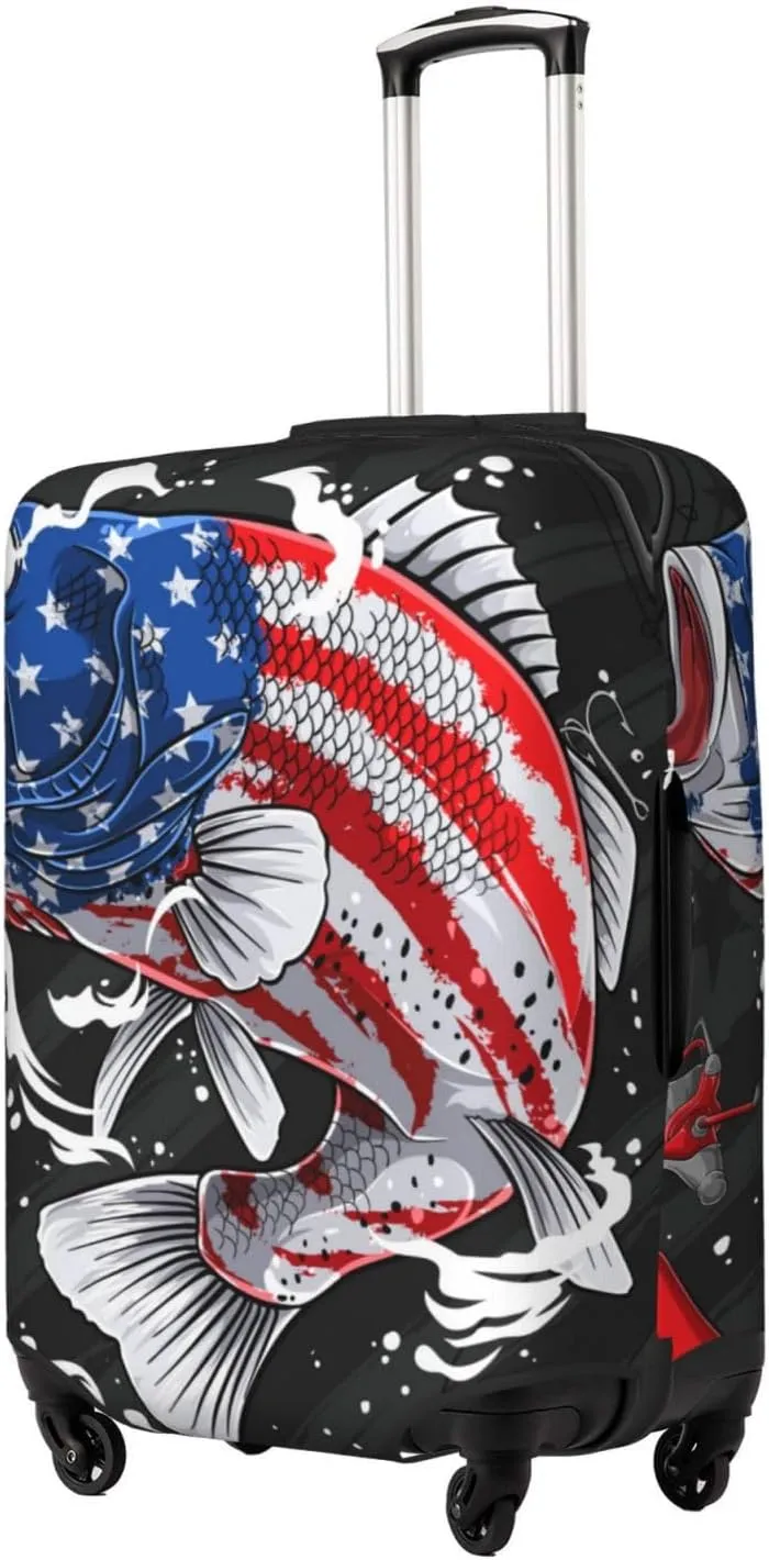 Largemouth Bass Fish In Usa Luggage Cover,Washable Suitcase Covers Fashion Luggage Covers,Anti-Scratch Suitcase Protector Cover