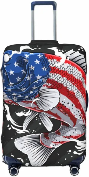 Largemouth Bass Fish In Usa Luggage Cover,Washable Suitcase Covers Fashion Luggage Covers,Anti-Scratch Suitcase Protector Cover
