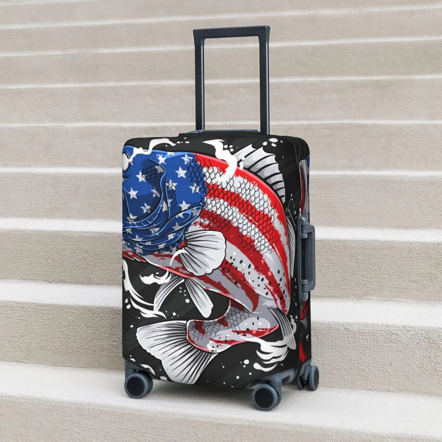 Largemouth Bass Fish In Usa Luggage Cover,Washable Suitcase Covers Fashion Luggage Covers,Anti-Scratch Suitcase Protector Cover