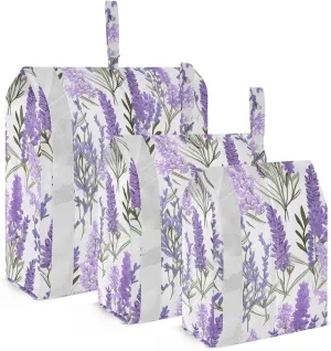Lavender Flowers Branches Packing Cubes for Travel 3 Set Travel Organizer Bags Luggage Bags for Packing Compression